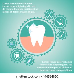 Design template for infographic brochures, flyers, web sites. Dental icons. Flat dental icons.