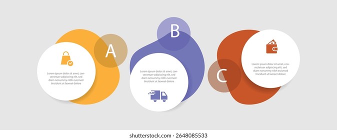 Design Template Infographic Element. 3 Step Business Information graph. workflow layout with paper style and line icons