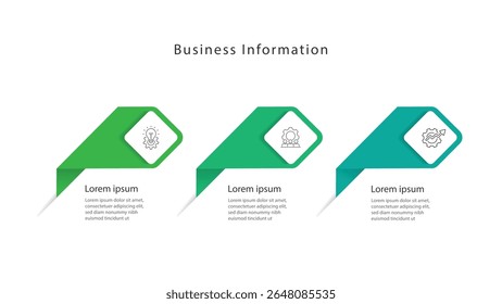 Design Template Infographic Element. 3 Step Business Information graph. workflow layout with paper style and line icons
