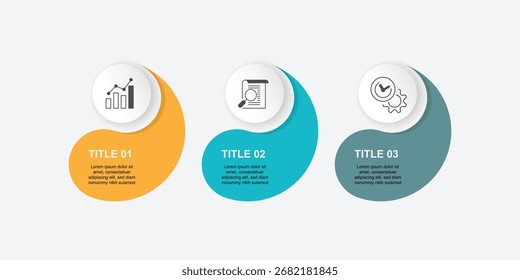 Elemento infográfico de modelo de design com círculo de 3 etapas e ícones adequados para informações e apresentação de negócios.
