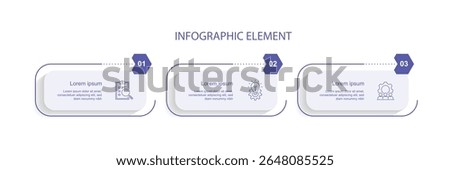 Design Template Infographic Element. 3 Step Business Information graph. workflow layout with paper style and line icons