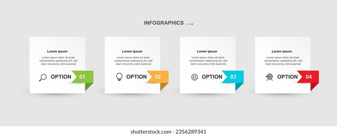 Elemento gráfico de plantilla de diseño con 4 pasos o opciones