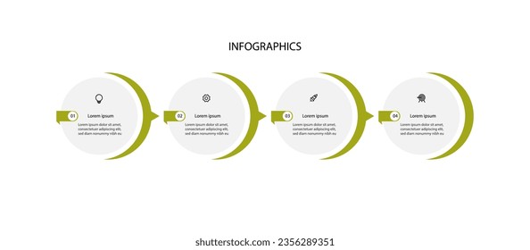 Elemento gráfico de plantilla de diseño con 4 pasos o opciones