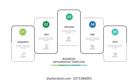 Design template infographic element with 5 step line process suitable for business information and web presentation 