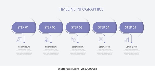 Design template infographic element with 5 step concept and icons suitable for business information , workflow, layout, banner presentation.
