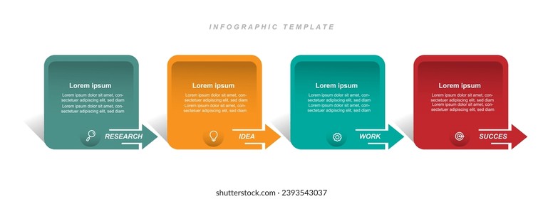 Design template infographic element with four step or option with icons  