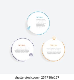 Design template infographic with icons and 3 step process. 