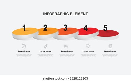 Design template infographic with icons and 5 step process layout can be used for workflow, business information and presentation 