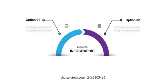 Design template infographic vector with 2 step process or option 