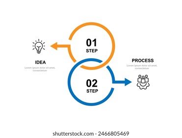 Design template infographic vector with 2 step process or option 