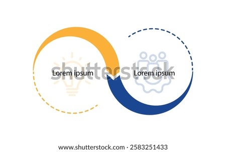 Design template infographic vector with 2 step circle can be used for workflow layout, business presentation and web graphic design 