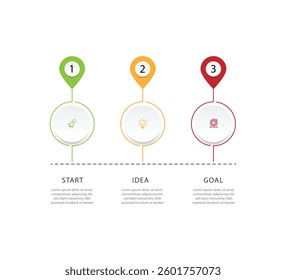 Design template infographic vector with 3 step process or option. Timeline with road maps direction can be used for workflow, business presentation and web graphic design 
