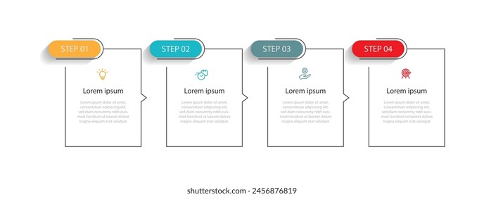 Design template infographic vector with 4 step process or option suitable for web presentation and business information