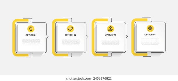 Vector de infografía de Plantilla de diseño con 4 pasos de proceso u opción adecuada para la presentación de Web e información empresarial