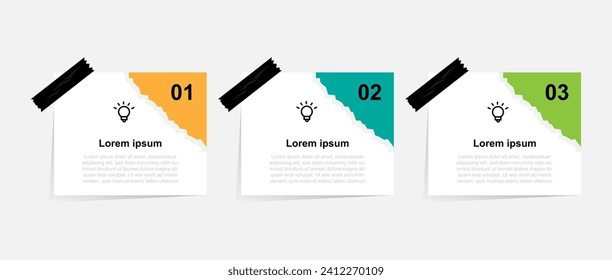 Elemento vectorial infográfico de plantilla de diseño con un proceso de 3 pasos o opciones para presentación web e información comercial 