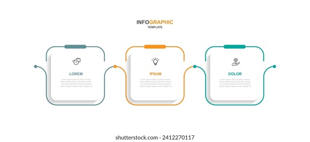 Design template infographic vector element with 3 step process or options for web presentation and business information 