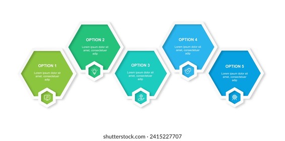 Design template infographic vector element with 5 step process or option suitable for web presentation and business information