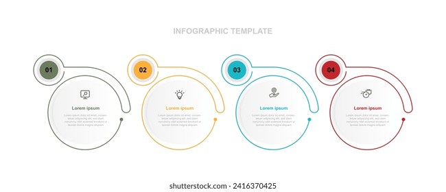 Elemento vectorial infográfico de plantilla de diseño con un proceso de 4 pasos o una opción adecuada para presentación web e información comercial