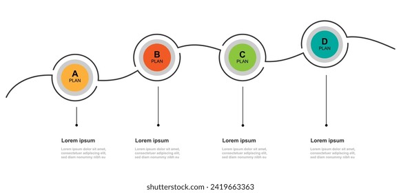 Elemento vectorial infográfico de plantilla de diseño con 4 pasos de diseño adecuado para presentación web e información comercial