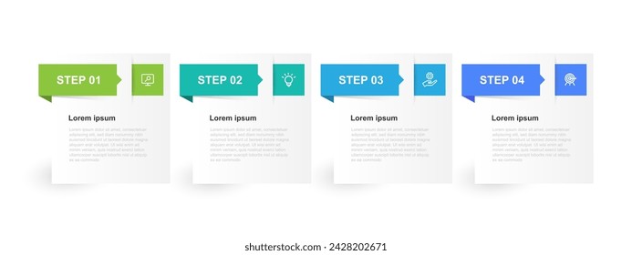 Design template infographic vector element with 4 step layout suitable for web presentation and business information