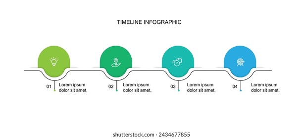 Elemento vectorial infográfico de plantilla de diseño con línea de 4 pasos conectada adecuada para presentación web e información empresarial