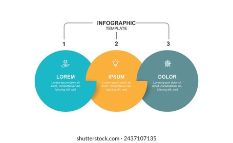 Elemento vectorial de infografía de plantilla de diseño con proceso de 3 pasos u opción adecuada para la presentación web y la información empresarial