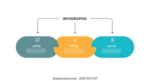 Design template infographic vector element with 3 step process or option suitable for web presentation and business information