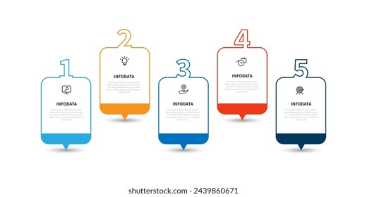 Design template infographic vector element with 5 step line connected suitable for web presentation and business information