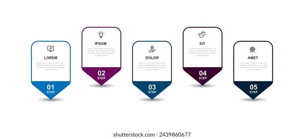 Design template infographic vector element with 5 step line connected suitable for web presentation and business information