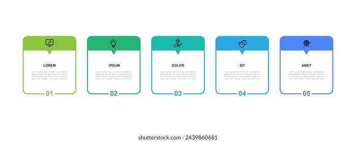 Design template infographic vector element with 5 step line connected suitable for web presentation and business information