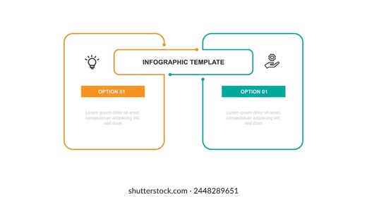 Design template infographic vector element with 2 step layout suitable for business information and presentation