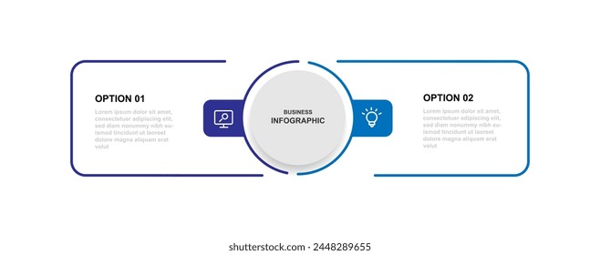 Elemento de Vector de infografía de Plantilla de diseño con diseño de 2 pasos adecuado para información y presentación de negocios