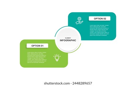 Design template infographic vector element with 2 step layout suitable for business information and presentation