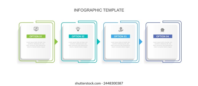 Design template infographic vector element with 4 step process suitable for work flow, business information, graphic presentation and more