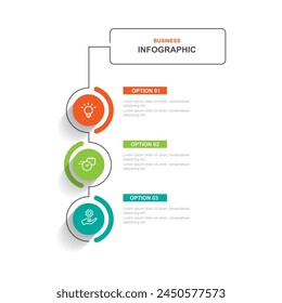 Design template infographic vector element with 3 step line connected suitable for workflow, business information, and more