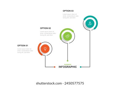 Design template infographic vector element with 3 step line connected suitable for workflow, business information, and more