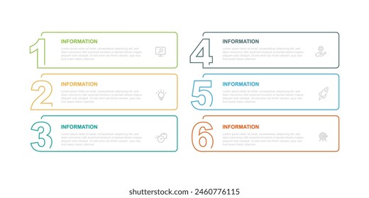 Design template infographic vector element with 6 step or option suitable for web presentation and graphic business information. 