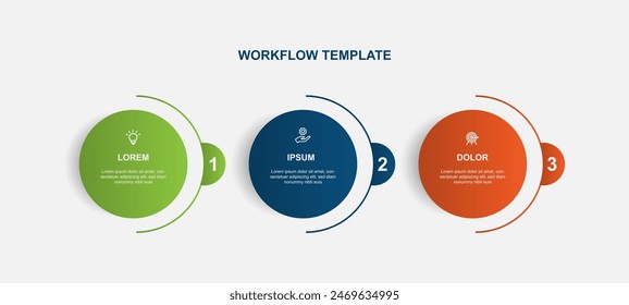 Design template infographic vector element with 3 step process or option suitable for workflow, web presentation and business information