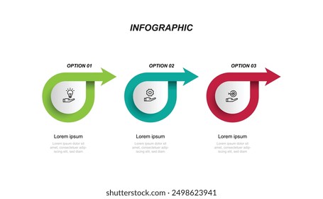 Designvorlage Infografik Vektorelement mit Symbolen und 3-Schritt-Prozess