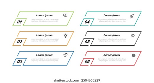 Elemento de Vector de infografía de Plantilla de diseño con proceso de 6 pasos adecuado para información comercial y presentación de Web