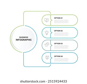 Design template infographic vector element with icons and 4 step process or option suitable for business information and web presentation