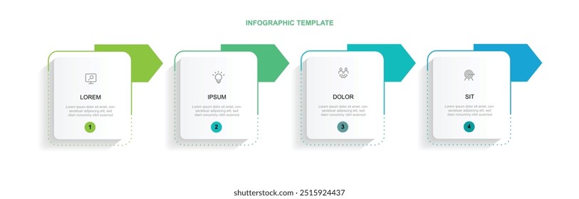 Design template infographic vector element with icons and 4 step process or option suitable for business information and web presentation