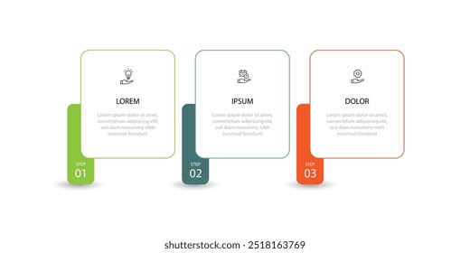 Design template infographic vector element with 3 step process suitable for business presentation and web information