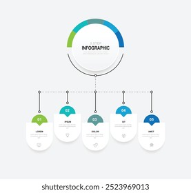 Design template infographic vector element with icons and 5 step process or option