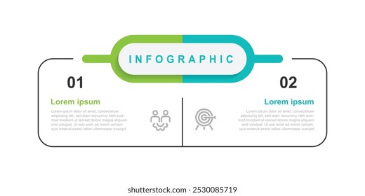 Design template infographic vector element with 2 step process line connected suitable for business information and web presentation