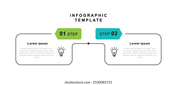 Elemento de Vector de infografía de Plantilla de diseño con línea de proceso de 2 pasos conectada adecuada para información comercial y presentación de Web