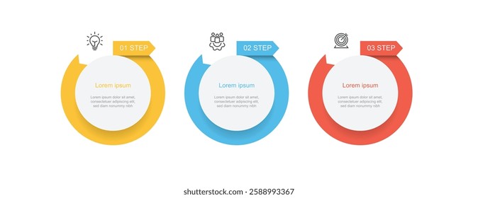 Design template infographic vector element with 3 circle step or option 