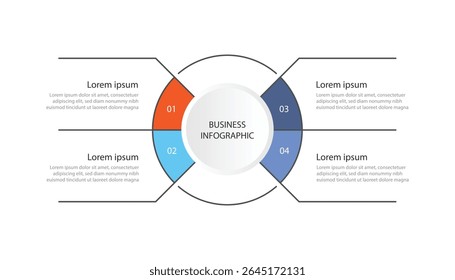Design template infographic vector element with 4 step on circle concept. 