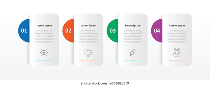 Design template infographic vector element with 4 step concept and icons can be used for workflow layout, diagram information, presentation data and web graphic design 