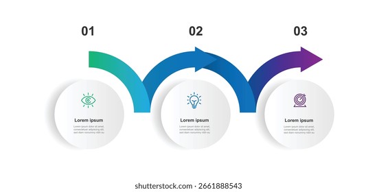 Design template infographic vector element with 3 step process. Timeline business information graphic, presentation data, workflow layout